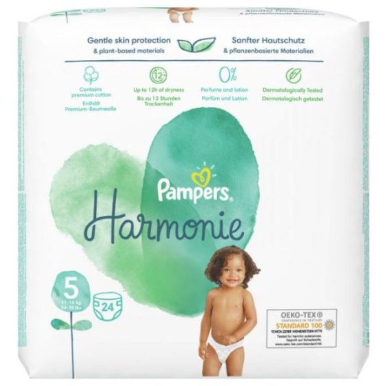 Pampers harmonie пелени размер 5 / 11-16кг./ junior x24