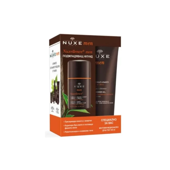 Nuxe men nuxellence подмладяващ флуид 50мл + душ-гел 100мл