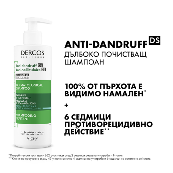 Vichy dercos шампоан против пърхот мазен скалп 390мл. 331290