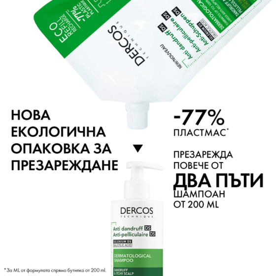 Vichy dercos шампоан против пърхот мазен скалп 390мл. 331290
