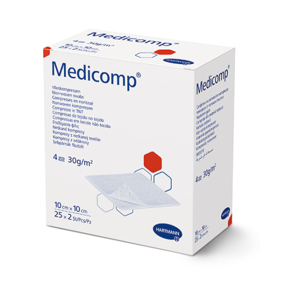 Медикомп компрес нетъкан текстил  стерилен 10см/10см х 50 (25 х 2)