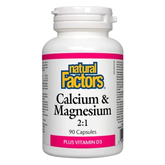 Калций, Магнезий и Витамин D3 капсули за здрави кости и мускули 376мг х90 Natural Factors