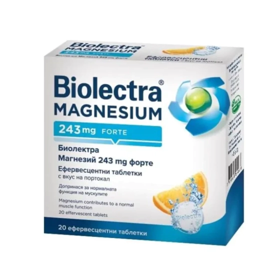 Биолектра Магнезий портокал ефервесцентни таблетки за мускули и нерви  243мг х20