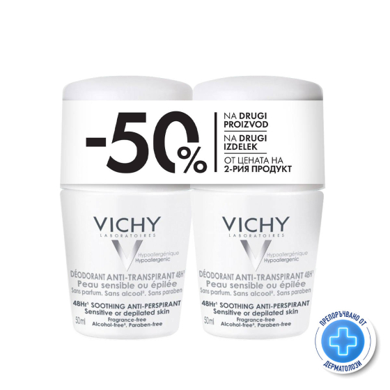 Vichy дезодорант рол-он ефект 48ч.50мл.без парфюм x2 324728 Промо