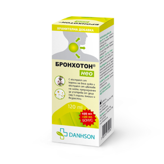 Бронхотон Нео сироп с бяла ружа и лайка за суха кашлица 120мл