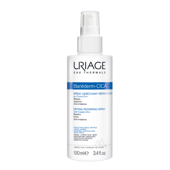 Uriage Bariederm Cica подсушаващ и възстановяващ спрей с Cu и Zn 100 мл