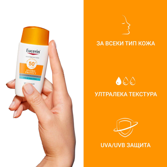 Eucerin Hydro Protect слънцезащитен флуид SPF 50+ 50 мл