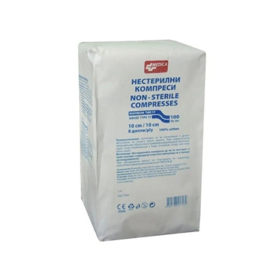 Компрес марля нестерилна 10см/10см х 25 Medica