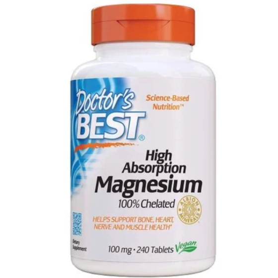 Магнезий хелатен таблетки за поддържане оптимална функция на мускулите 100мг х240 Doctor's Best
