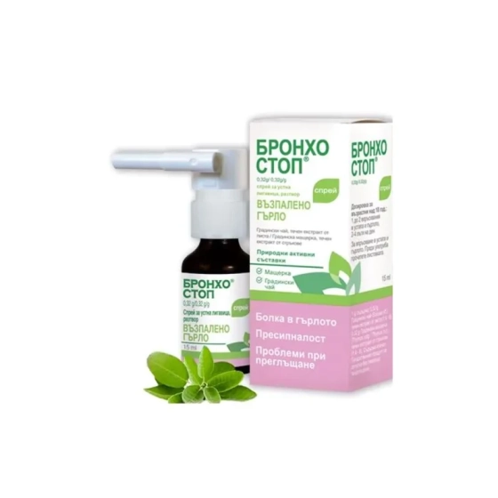 Бронхостоп Спрей при възпалено гърло 15мл