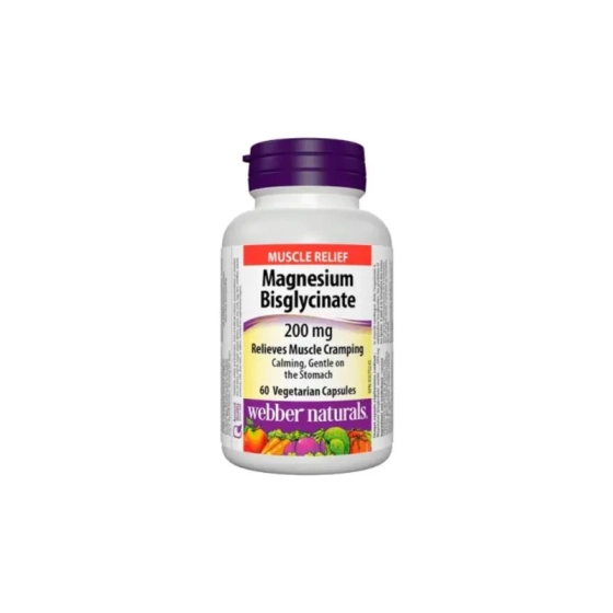 Магнезий бисглицинат капсули при мускулни крампи 200мг х60 Webber Naturals
