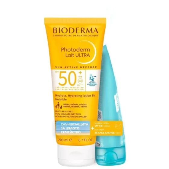 Bioderma Photoderm Ultra Слънцезащитно мляко SPF50+ 200мл + Apres-soleil Гел-крем след слънце 100мл