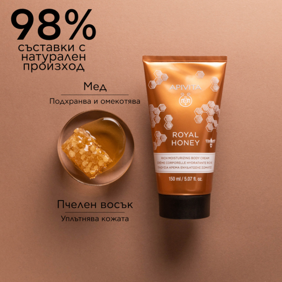 Apivita Royal Honey Богат хидратиращ и релаксиращ крем за тяло