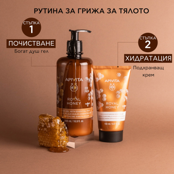 Apivita Royal Honey Богат хидратиращ и релаксиращ крем за тяло