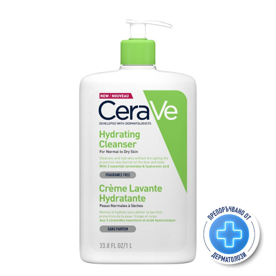 Cerave Хидратиращ измиващ крем за лице и тяло за нормална до суха кожа промо 1000мл 598767