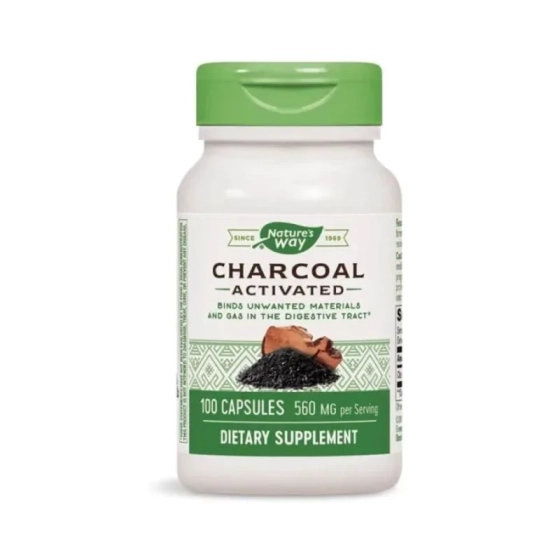 Активен въглен капсули за пречистване на организма от вредни токсини 280мг х100 Nature's Way