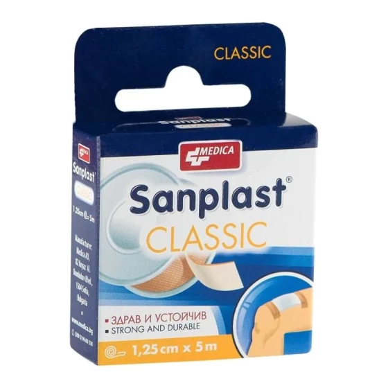 Sanplast Classic пластир със силно залепващо действие 1,25см/5м