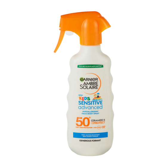 Garnier ambre solaire kids sensitive advanced SPF50+ слънцезащитен спрей за деца 275мл