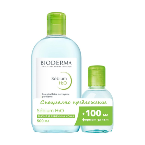Bioderma sebium мицеларна вода за мазна и кожа склонна за акне 500мл +100мл промо коплект