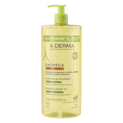 A-Derma Exomega Control Емолиентно душ олио срещу разчесване 1л
