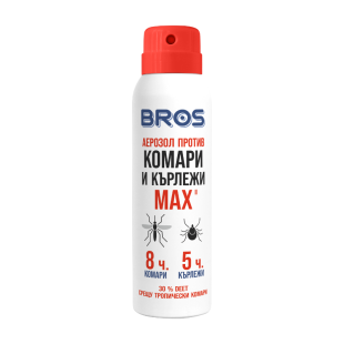 Bros Аерозол Max против кърлежи и комари 90 мл
