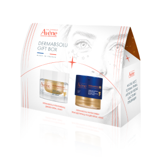Комплект Avene Dermabsolu Дневен крем 50мл + Нощен крем 40мл + Sun Анти ейдж флуид SPF50 5мл