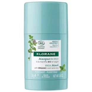 Klorane mint стик-маска за лице за комбинирана към мазна кожа с глина и органична водна мента 25г
