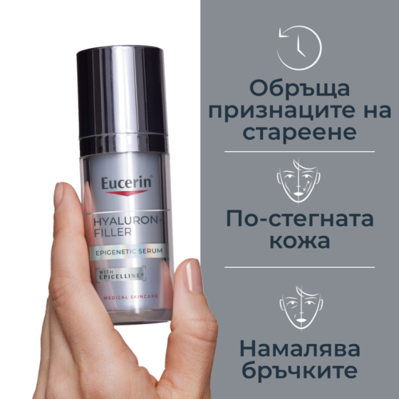 Eucerin Hyaluron-Filler Epigenetic Антиейдж серум за лице 30мл, Годен до: 31.3.2027 г.