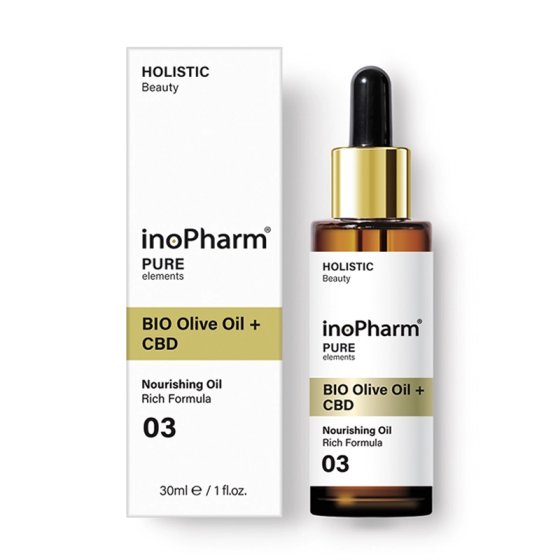 InoPharm Подхранващо масло за лице био маслина и CBD 30мл