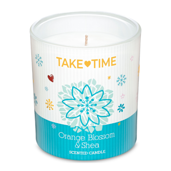 TAKE TIME Ароматизирана свещ Портокалов цвят и ший 200г