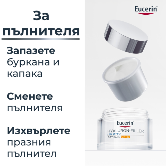 Eucerin Hyaluron-Filler Дневен крем за всеки тип кожа SPF30 50мл пълнител