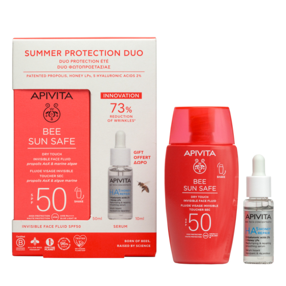 Комплект Apivita Sun Лек флуид SPF50 50мл +Apivita HA5 серум 10мл