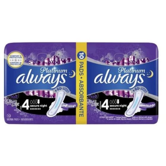 Дамски превръзки always platinum secure night x10
