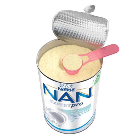 Nestle NAN Без лактоза Висококачествено обогатено мляко на прах за кърмачета без лактоза 400г