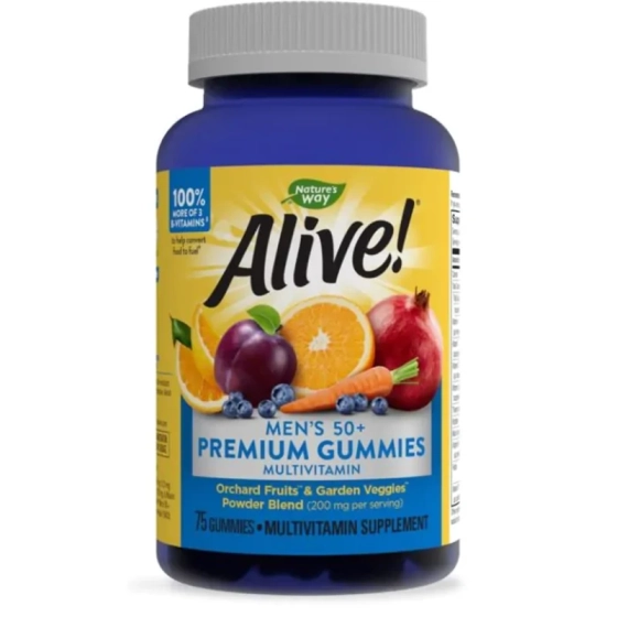 Alive Мултивитамини за мъже 50+ желирани таблетки х75 Nature's Way, Годен до: 31.3.2027 г.