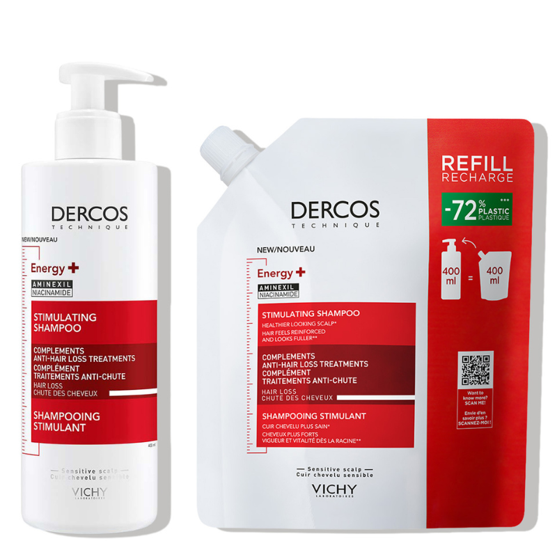 Vichy Dercos Energy+ шампоан при косопад 400мл. + Шампоан при косопад рефил 400мл.