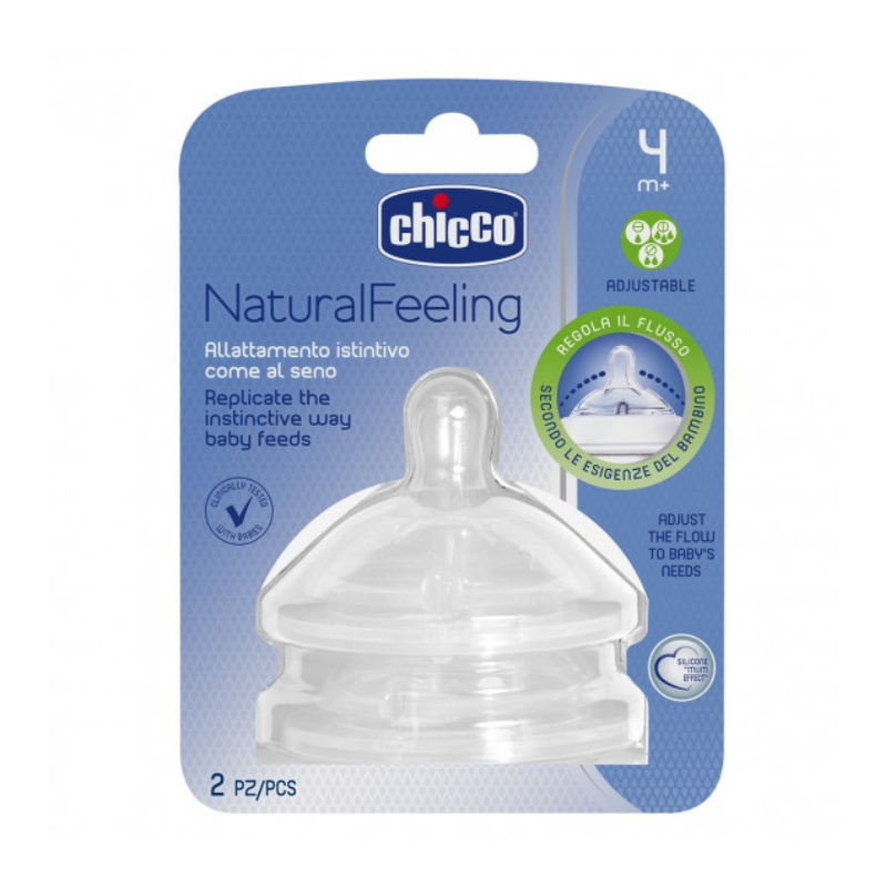 Силиконов биберон Natural Feeling комбиниран x2 Chicco