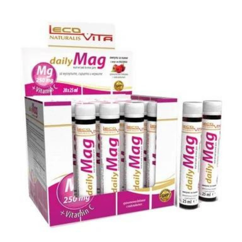 Дейли Маг Магнезий за мускули, сърце и нерви 250 мг 20 ампули x25 мл Lecovita