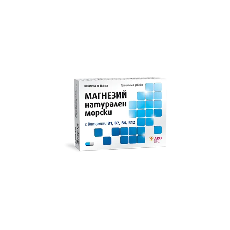 Aro Life магнезий натурален морски капсули при умора и отпадналост 583 мг х30