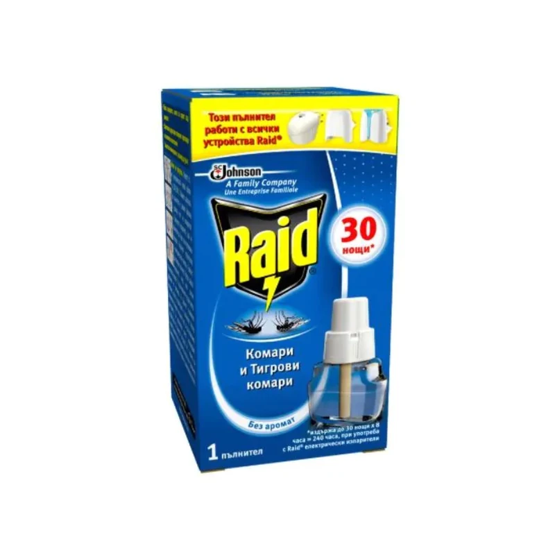 Raid пълнител против комари 27мл х1 30 нощи