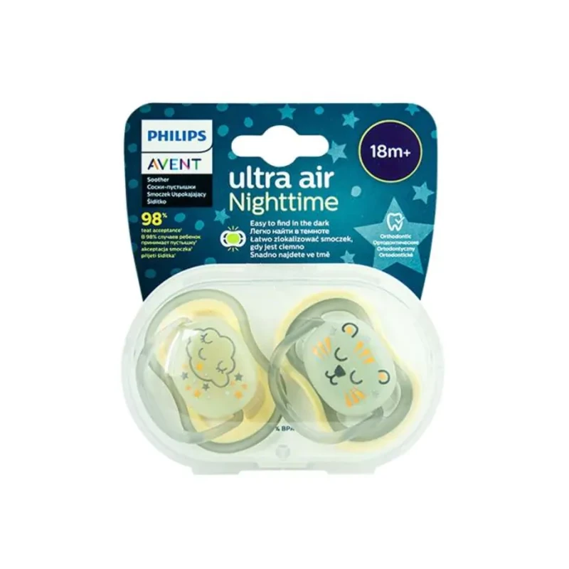Ортодонтични залъгалки Ultra Air Night 18м+ 2бр Avent