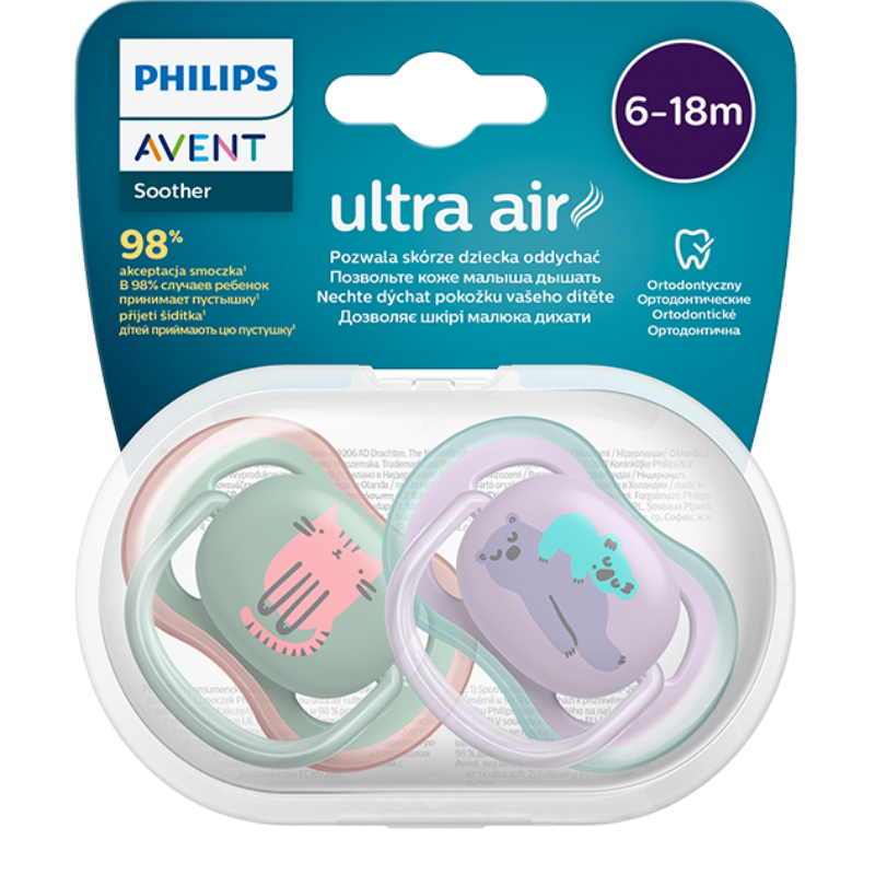 Ортодонтични залъгалки Ultra Air коте 6-18м. 2бр. Avent