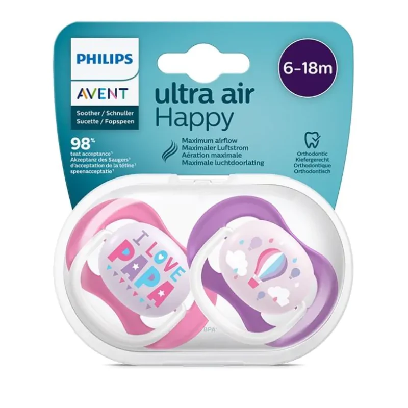 Ортодонтични залъгалки Ultra Air Happy Girl 6-18м. 2бр Avent