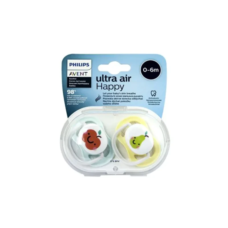 Ортодонтични залъгалки Ultra Air Fruit 0-6м. 2бр. Avent