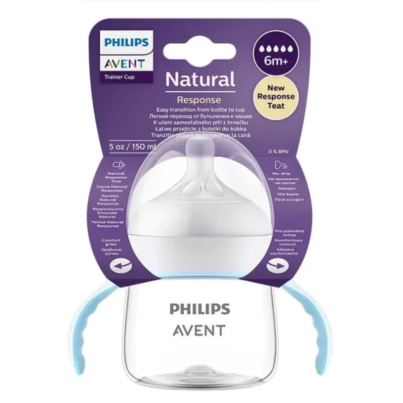 Тренировъчна бутилка за приучаване към чаша 150 мл 6м+ с биберон с поток 5 Avent