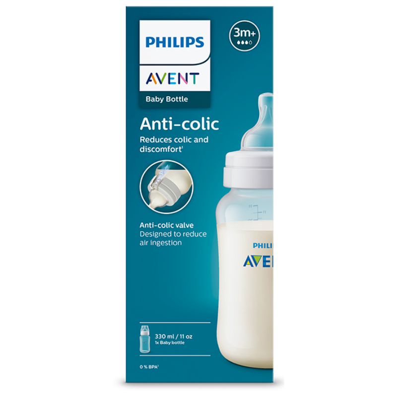 Бутилка Anti-Colic 330мл биберон със среден поток 3м+ Avent