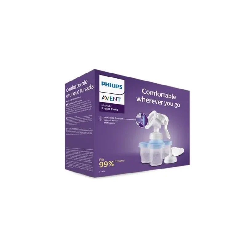 Ръчна помпа за изцеждане на кърма Natural Motion с комплект 3 чаши за съхранение на кърма+биберон