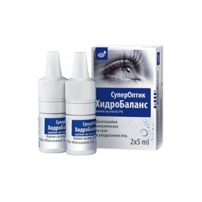 СуперОптик Хидробаланс капки за овлажняване на очите 2 х5мл