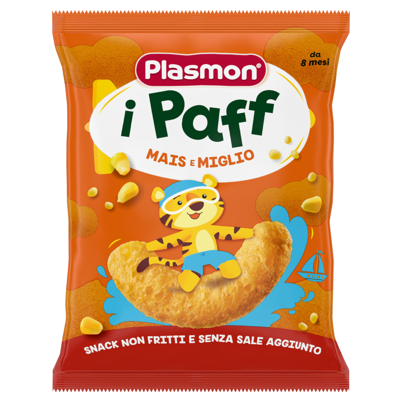 Паф хрупанки с царевица и просо за деца над 12м+ 15гр Plasmon
