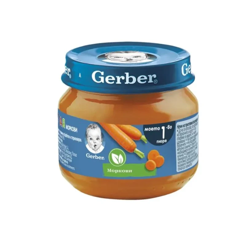 Gerber Храна за бебета Пюре от моркови моето 1-во пюре, 80g, бурканче